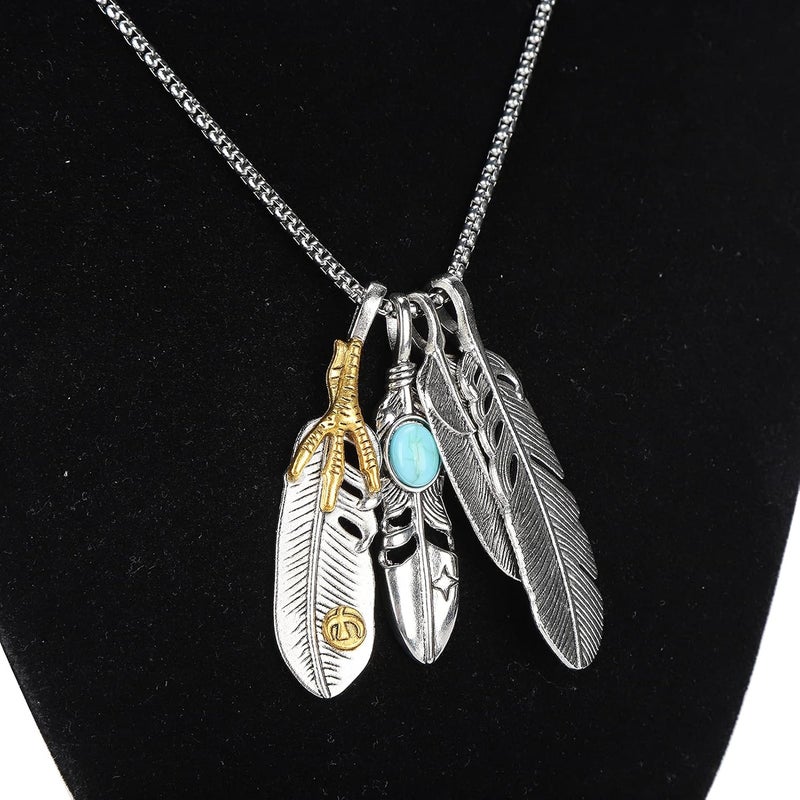 woobles Hip Hop Necklace, Titanium Steel Necklace in Punk Hip Hop Style Feather Pendant Men Women Necklace Jewelry for Boys Necklace Unisex Fashionable Necklaces Jewelry - Image 5